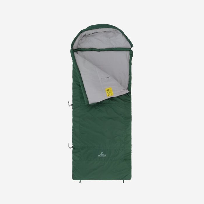 NOMAD Triple-S Premium junior slaapzak in trekking groen met capuchon en grijze binnenvoering