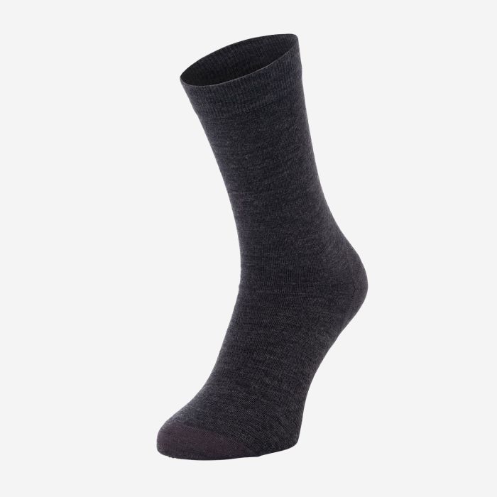 NOMAD Daily Sock Wool Pro dark gray wool sock with reinforced toe and heel for outdoor use.