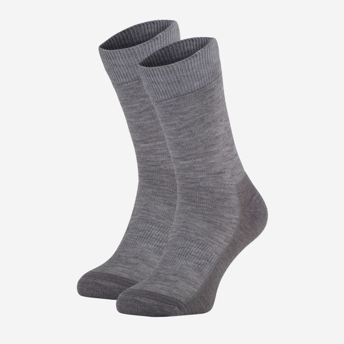 NOMAD Premium Winter Socks 2-Pack in Mid Gray with Ribbed Cuffs and Reinforced Toes and Heels