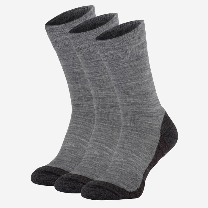 NOMAD winter hiking socks 3-pack in mid-grey with dark toes and heels for outdoor use