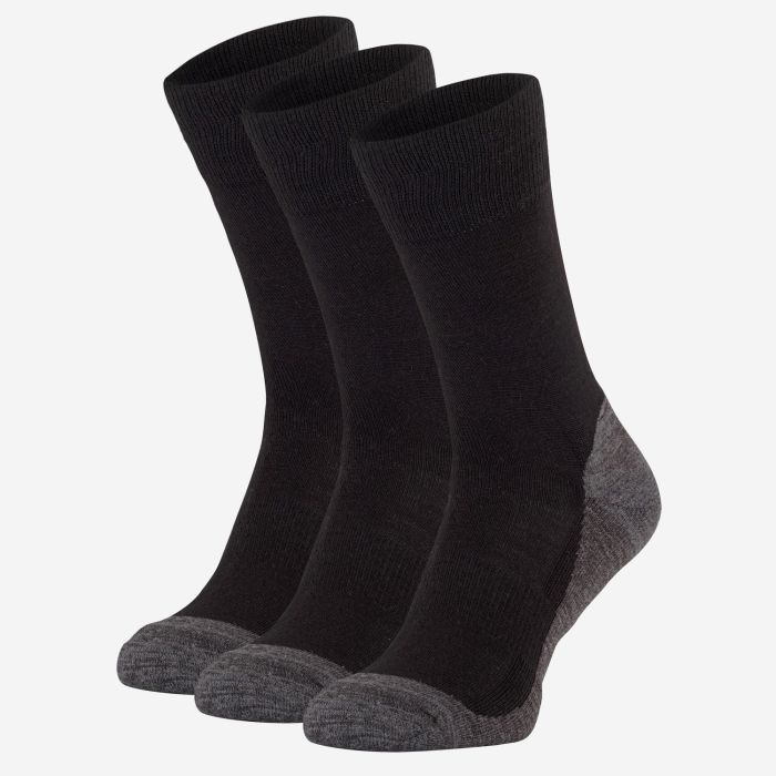 NOMAD winter hiking socks 3-pack in black with grey toes and heels