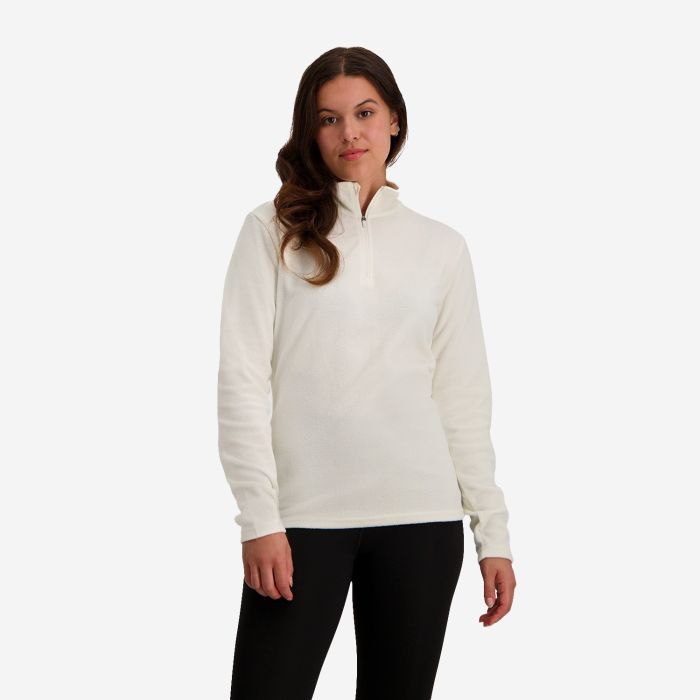 NOMAD dames fleece trui wit met halve rits en lange mouwen outdoor kleding voor vrouwen