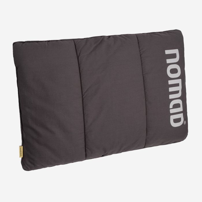 NOMAD Wollip multifunctional travel pillow in dark gray with logo on the side